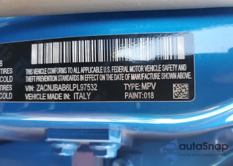 2020 Jeep Renegade Sport from USA, damaged, VIN ZACNJBAB6LPL97532